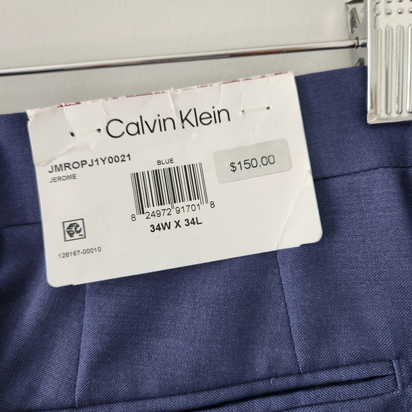 NWT Calvin Klein 34x34 Men’s ‘Jerome’ modern slimfit blue flat-front dress pants - Picture 3 of 9